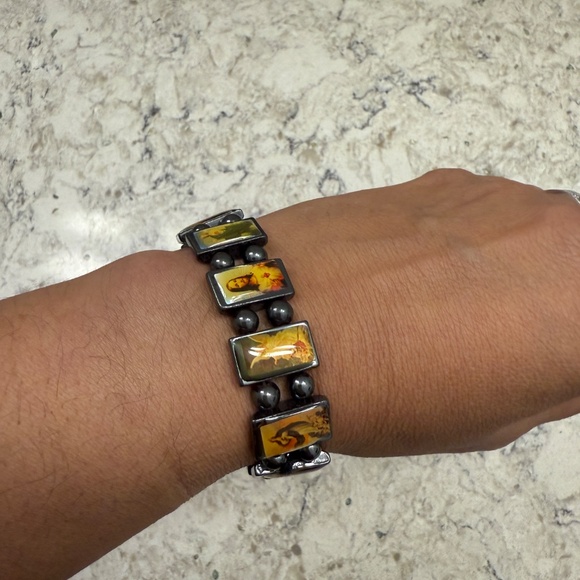 Hematite elastic Saints Jesus angels bracelet - Picture 5 of 7